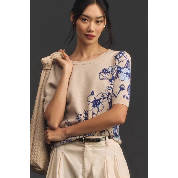 maeve x sonal nathwani floral short sleeve sweater xsmall - Picture 2 of 8